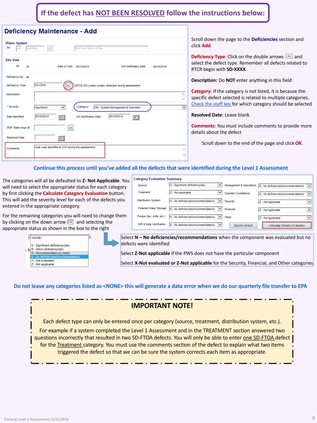 if the defect has not been resolved follow