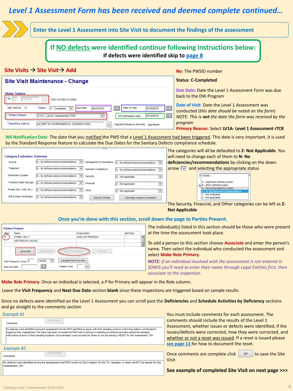 level 1 assessment form has been received 3