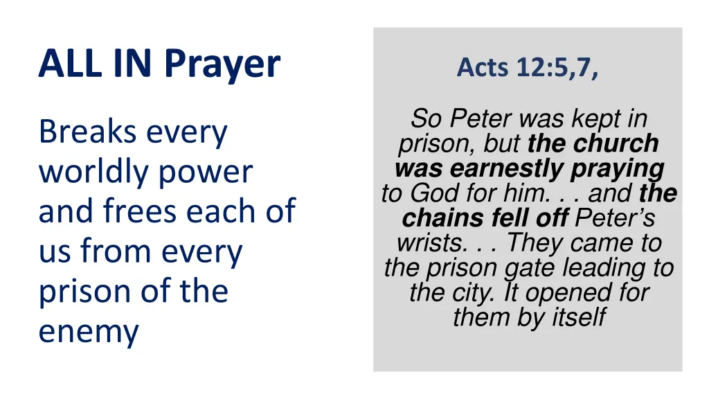 all in prayer