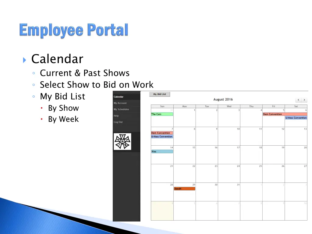 calendar current past shows select show