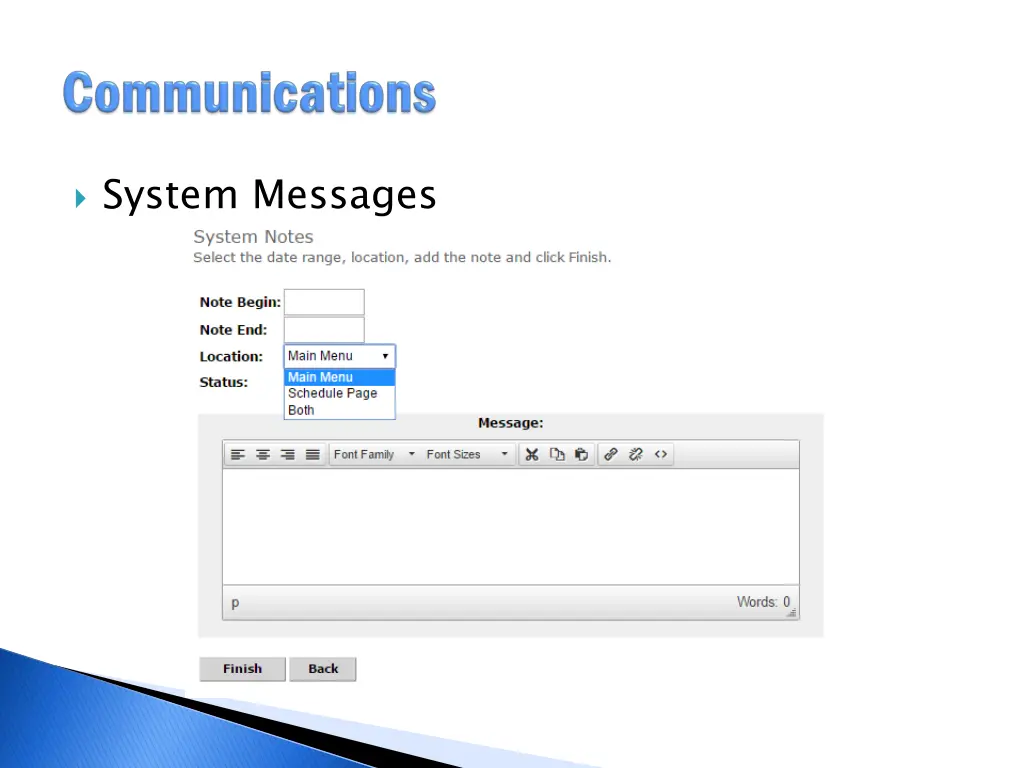 system messages