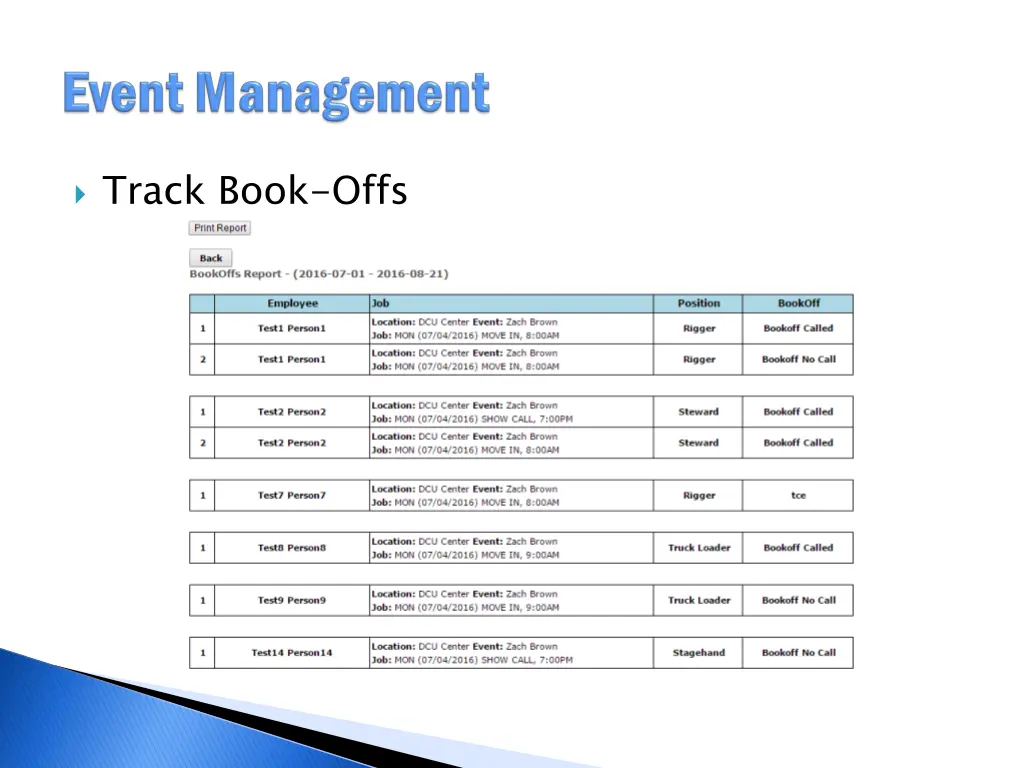 track book offs