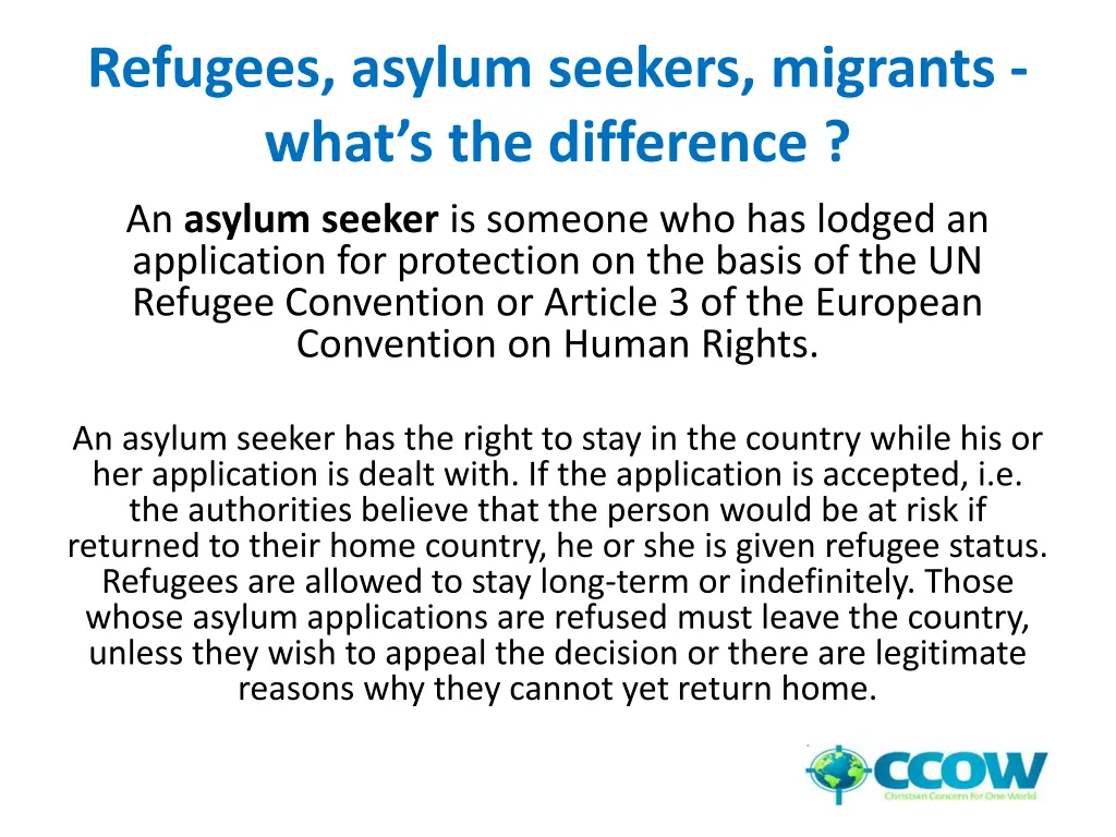 refugees asylum seekers migrants what 1