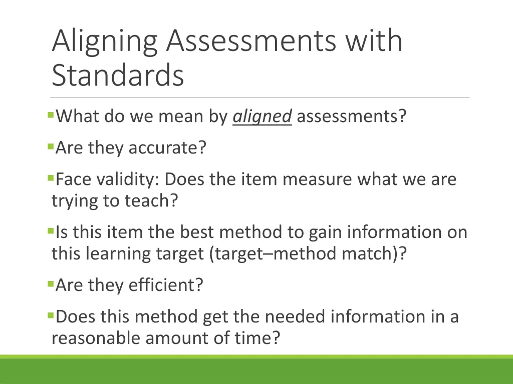 aligning assessments with standards