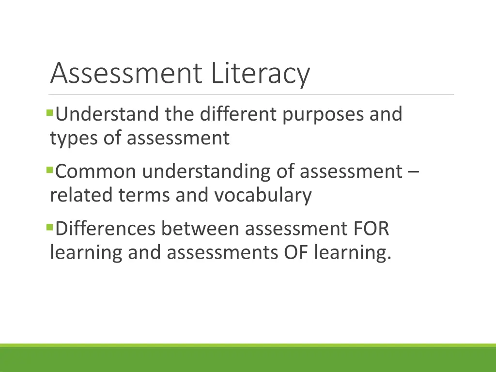 assessment literacy understand the different