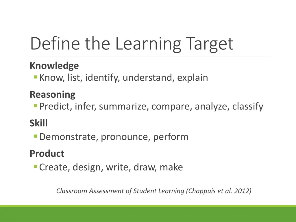 define the learning target