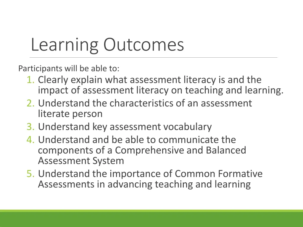 learning outcomes
