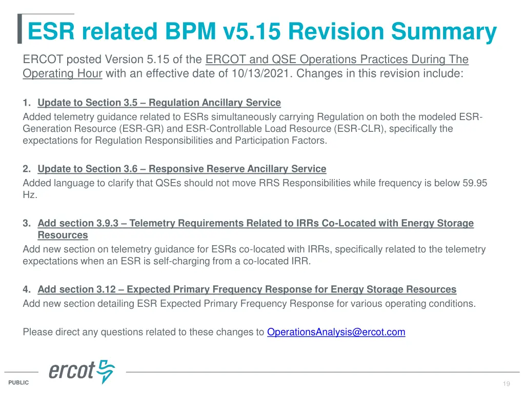 esr related bpm v5 15 revision summary