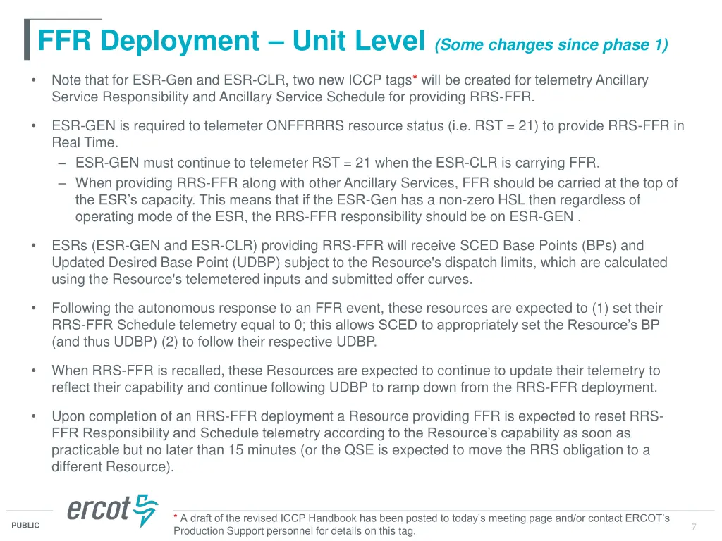 ffr deployment unit level some changes since