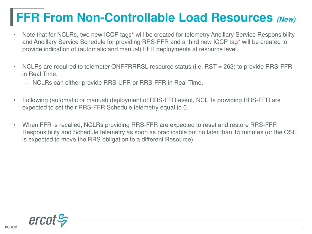 ffr from non controllable load resources new