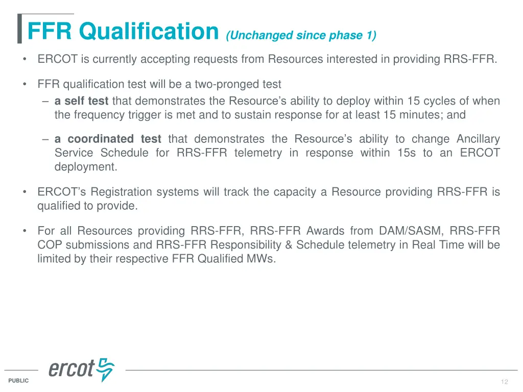 ffr qualification unchanged since phase 1