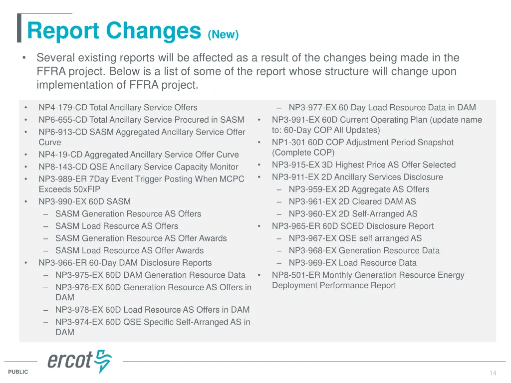 report changes new