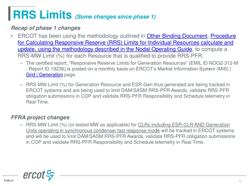 rrs limits some changes since phase 1