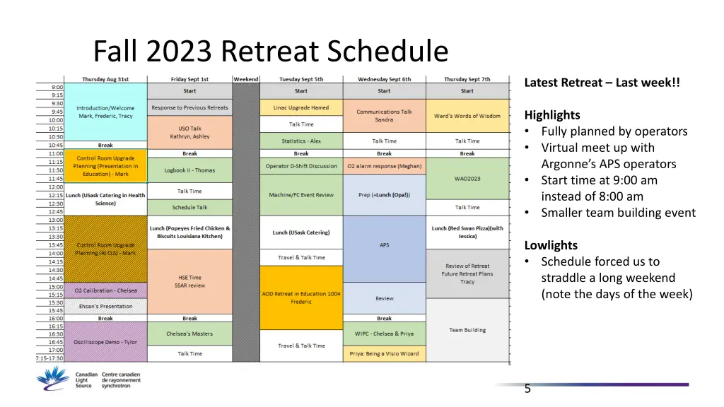 fall 2023 retreat schedule