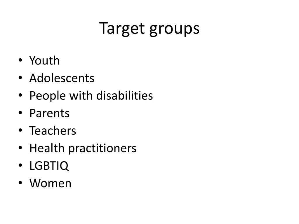 target groups