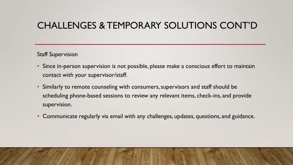 challenges temporary solutions cont d 1