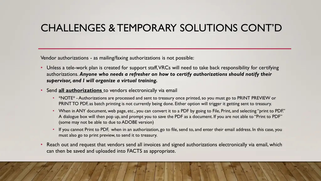 challenges temporary solutions cont d