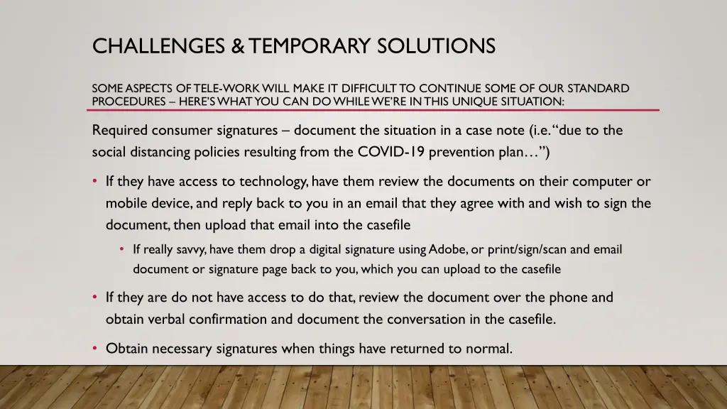 challenges temporary solutions