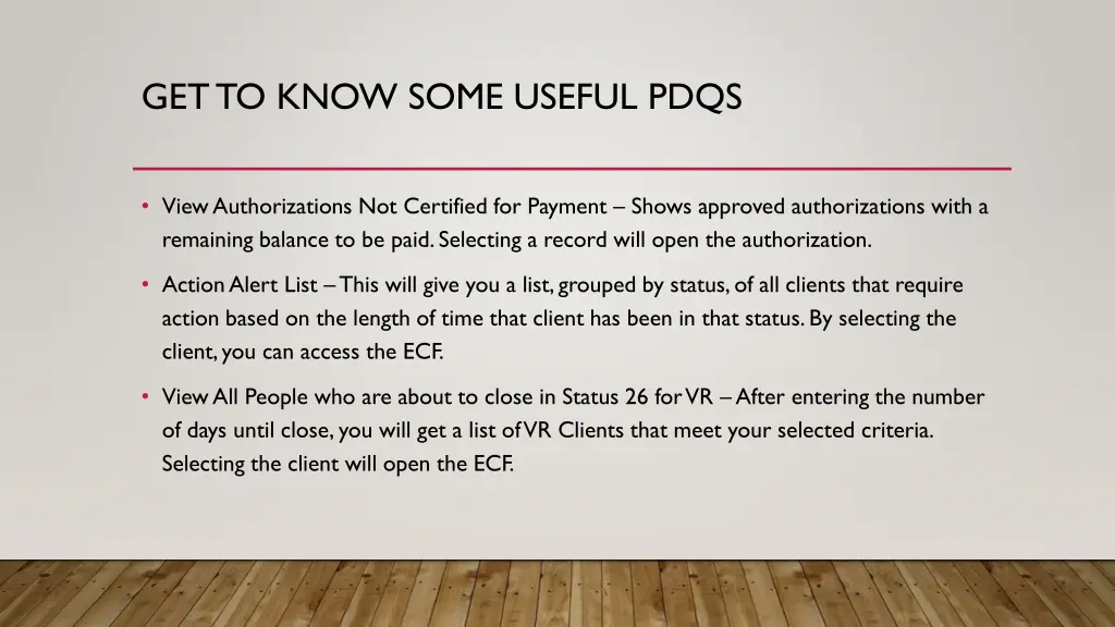 get to know some useful pdqs