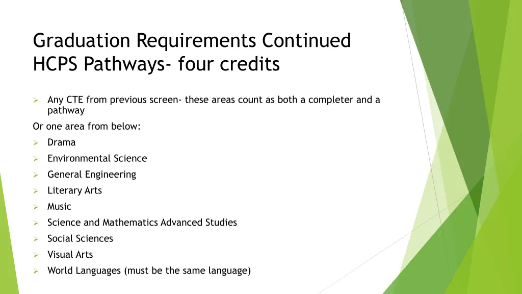 graduation requirements continued hcps pathways