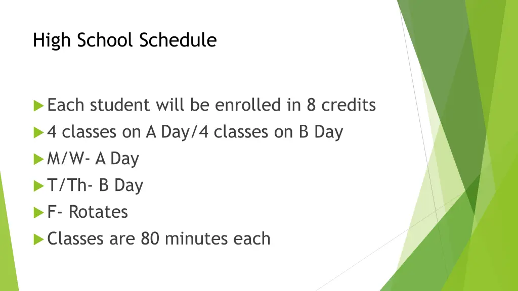 high school schedule