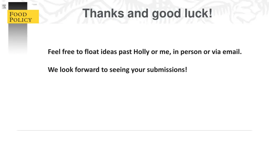 thanks and good luck