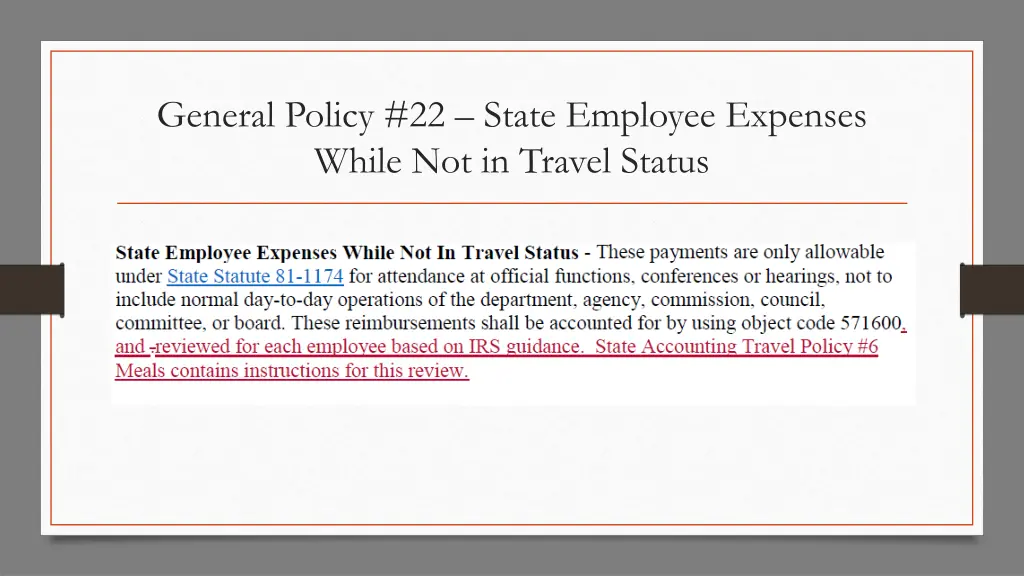general policy 22 state employee expenses while
