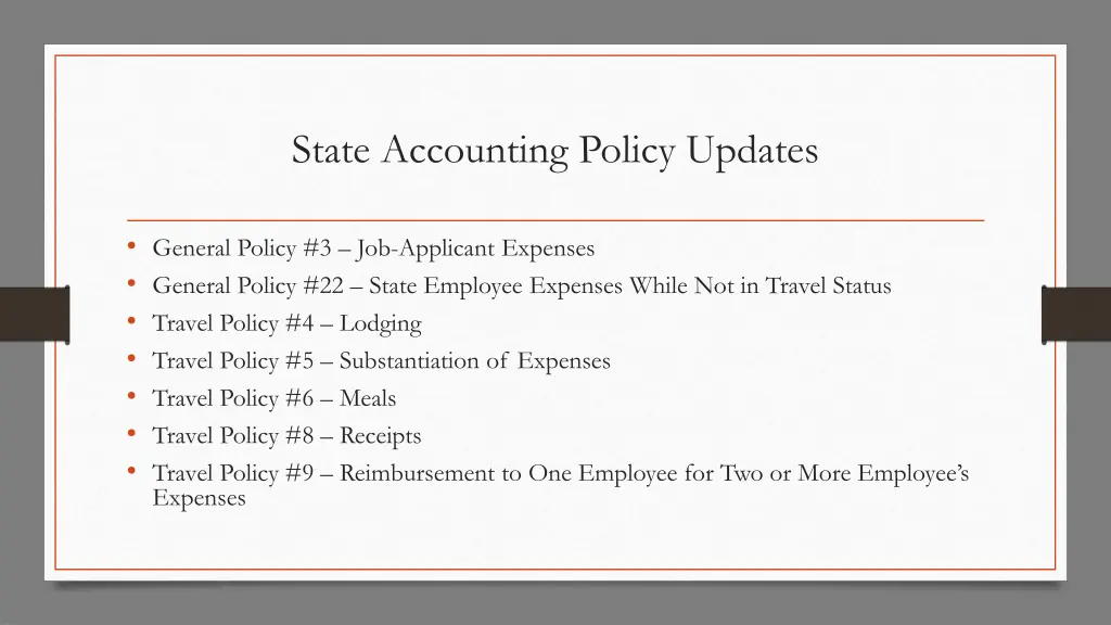 state accounting policy updates