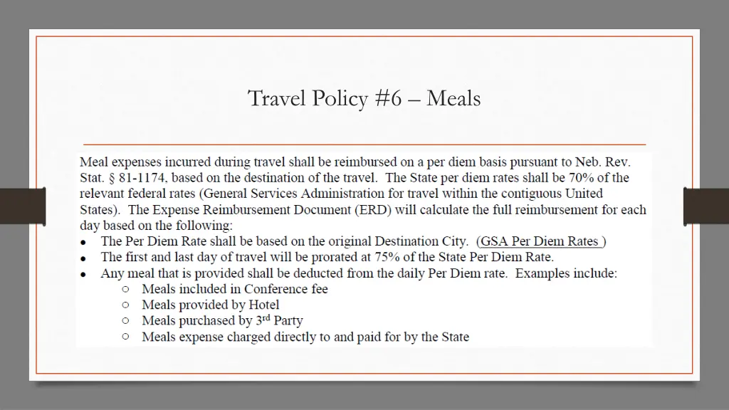 travel policy 6 meals
