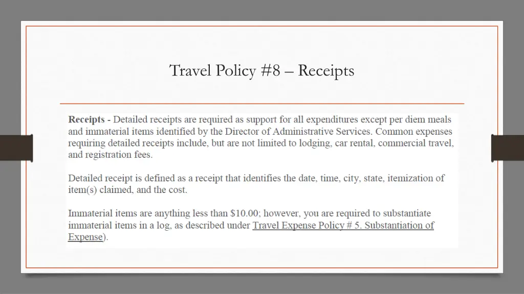 travel policy 8 receipts