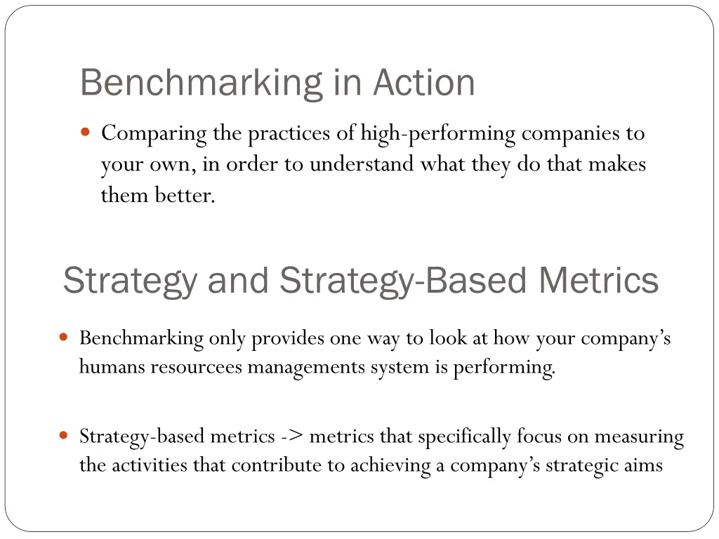 benchmarking in action