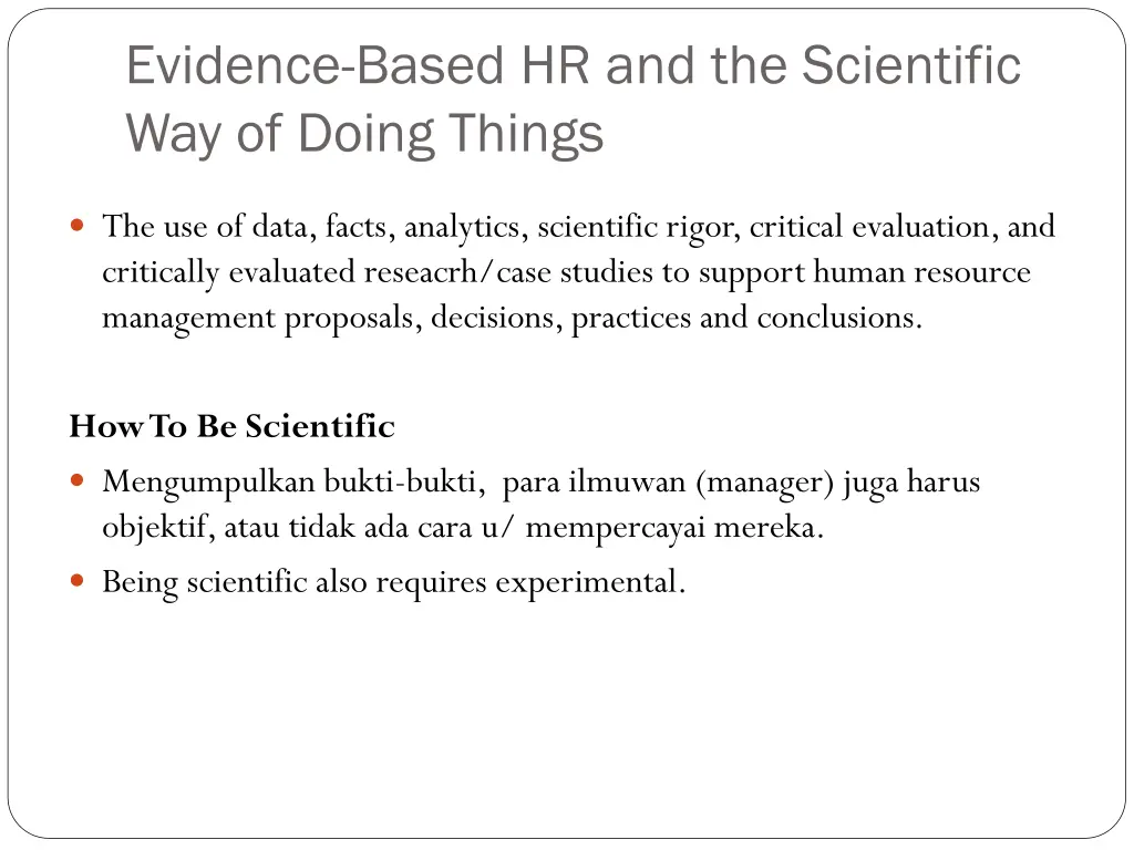 evidence based hr and the scientific way of doing