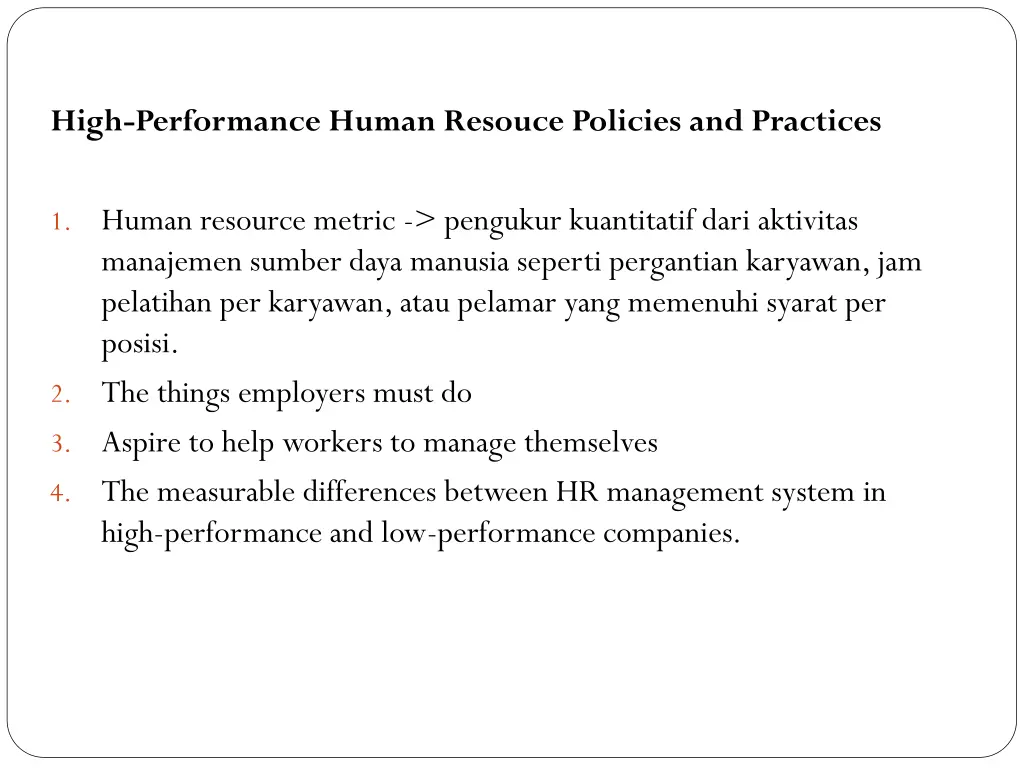 high performance human resouce policies