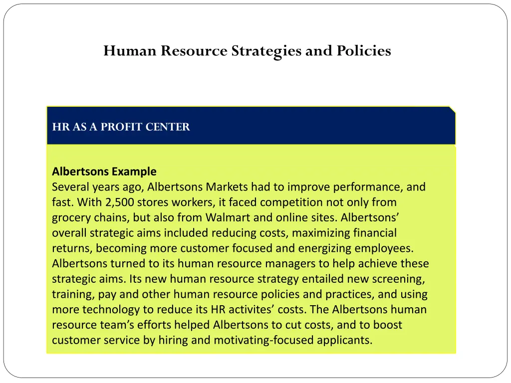 human resource strategies and policies