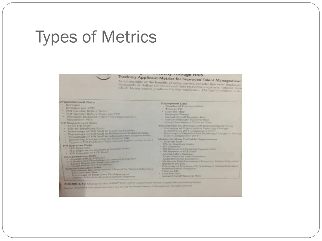 types of metrics