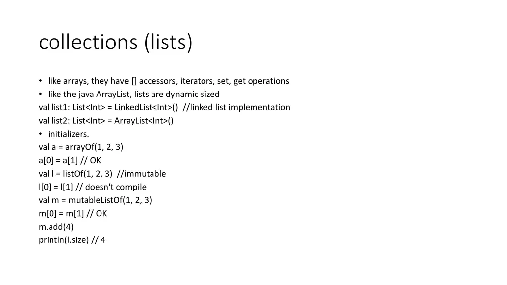 collections lists