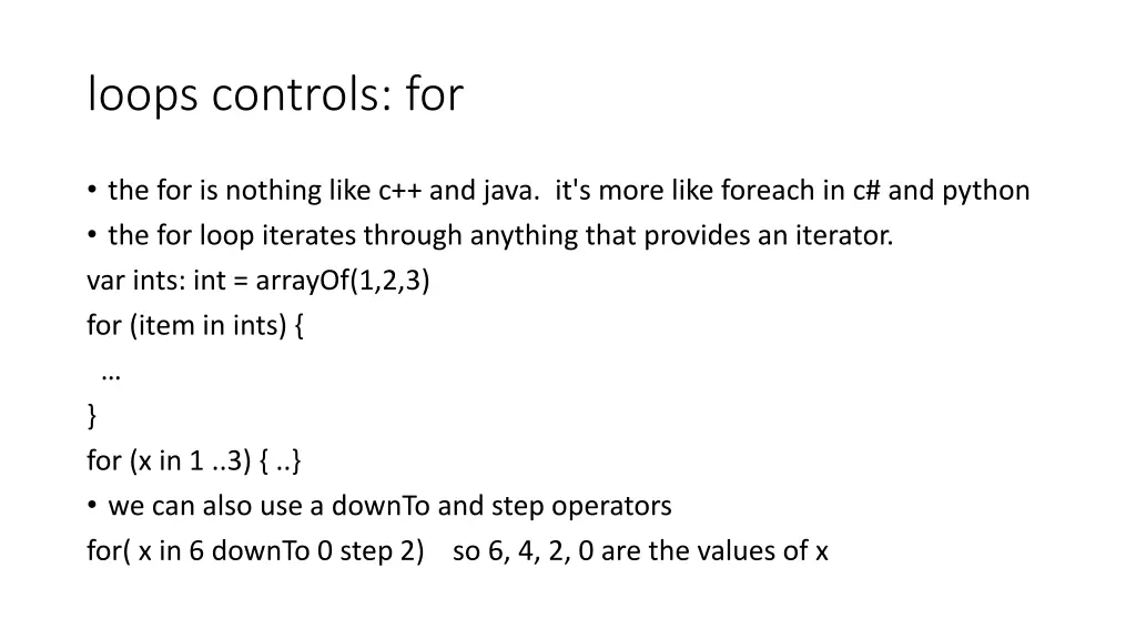 loops controls for