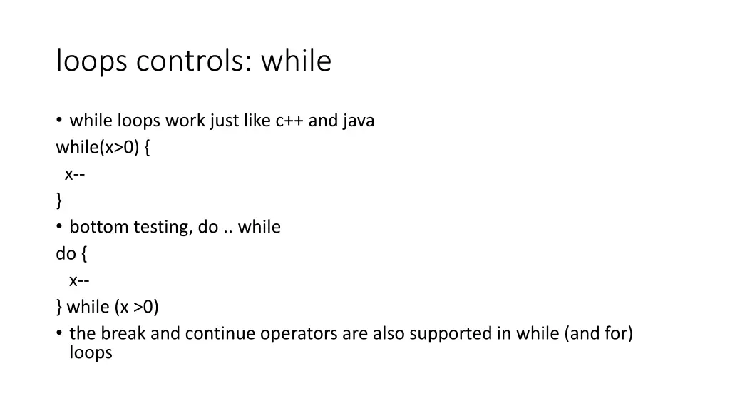 loops controls while