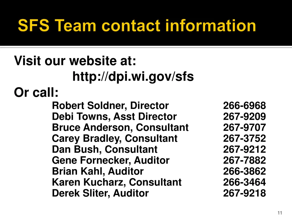 visit our website at http dpi wi gov sfs or call