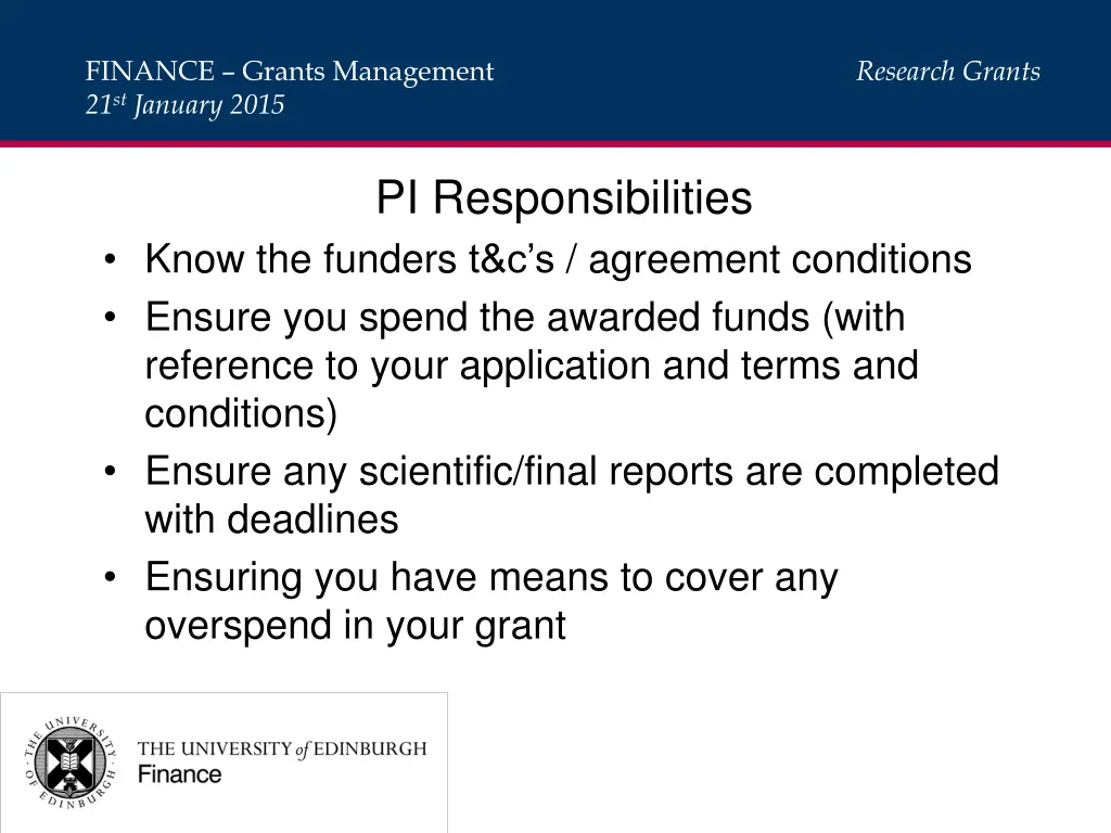 finance grants management 21 st january 2015 3