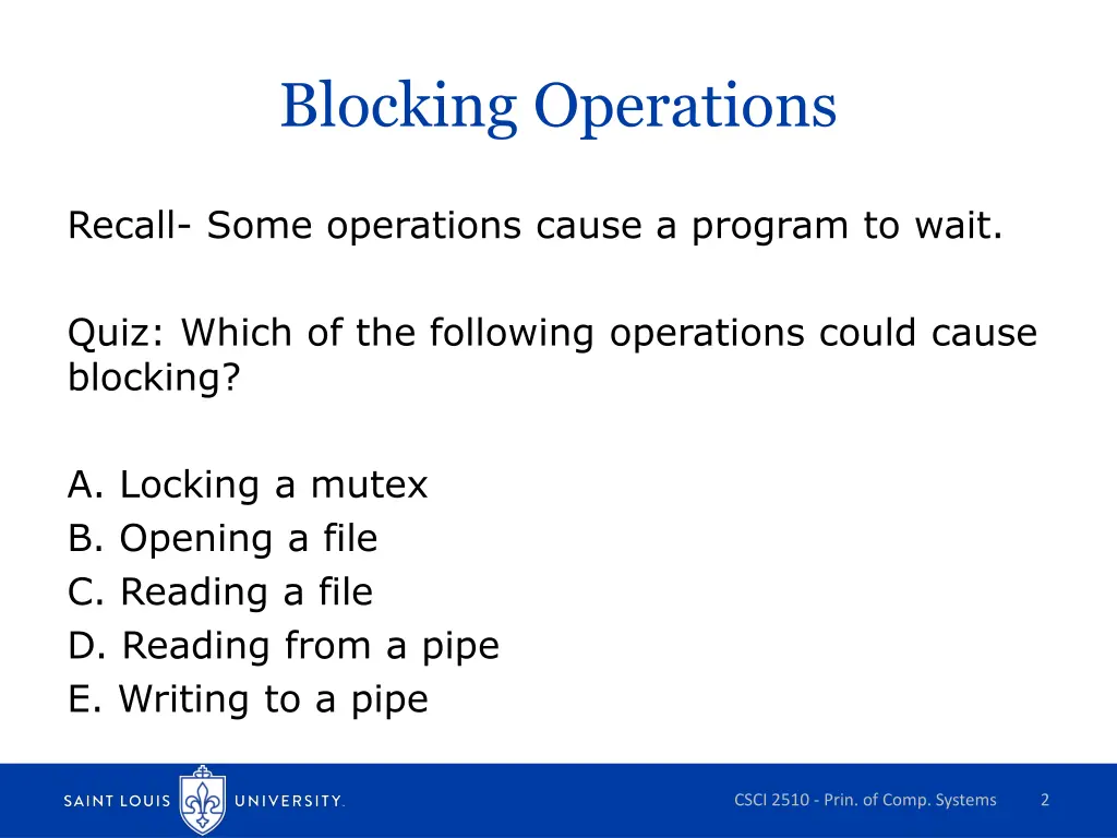 blocking operations