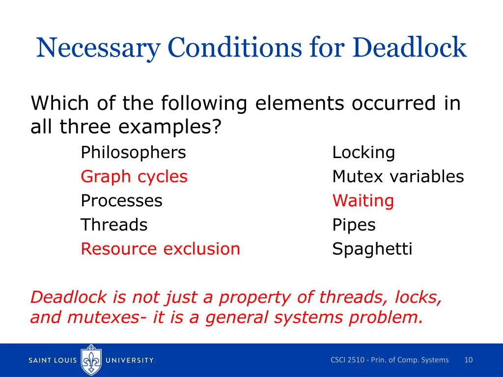 necessary conditions for deadlock 1