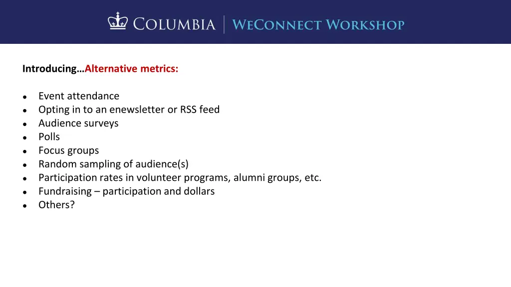 introducing alternative metrics