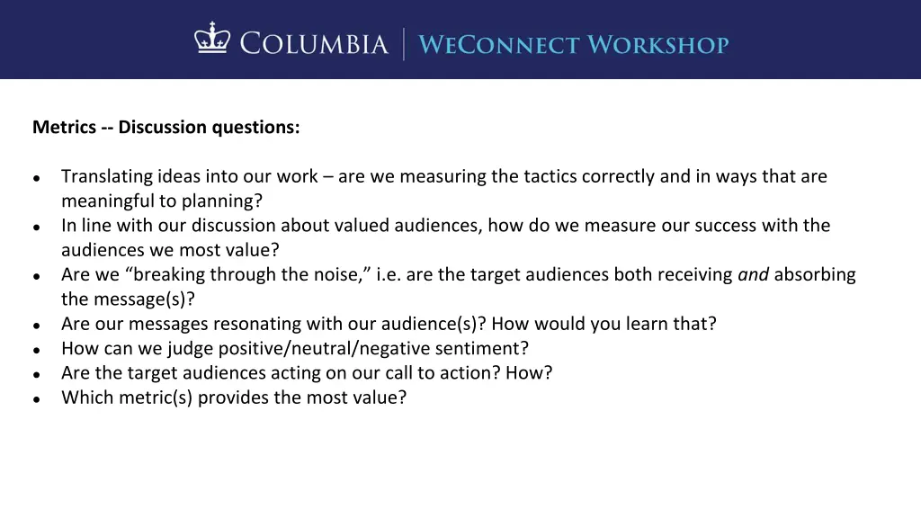 metrics discussion questions