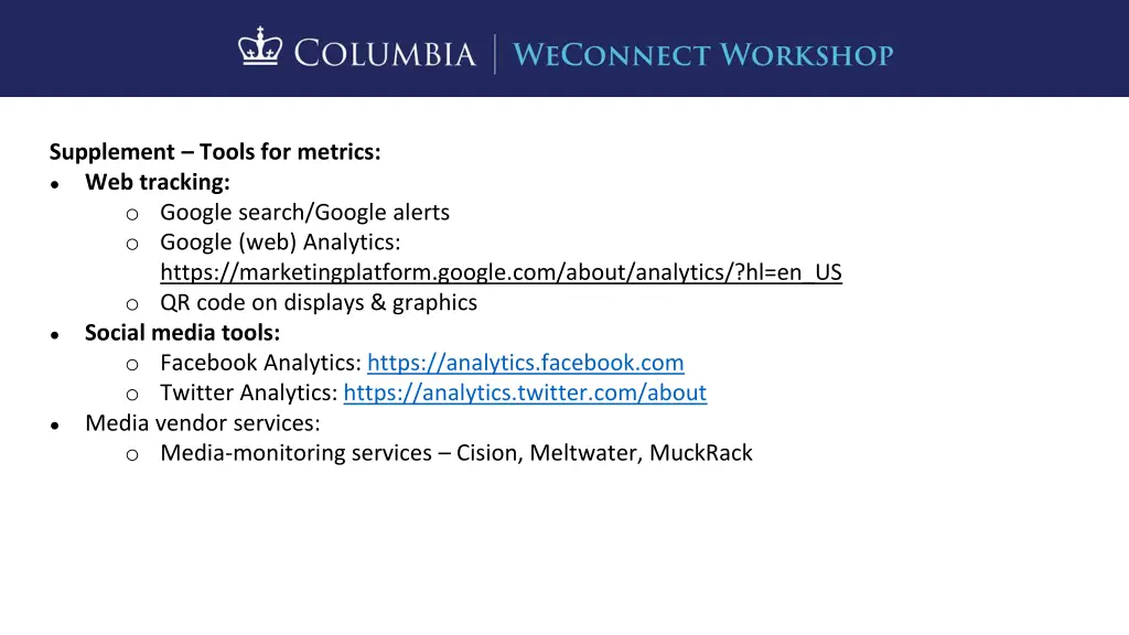 supplement tools for metrics web tracking