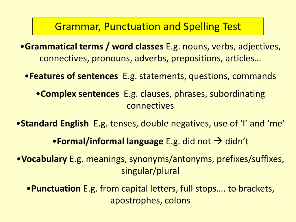 grammar punctuation and spelling test 1