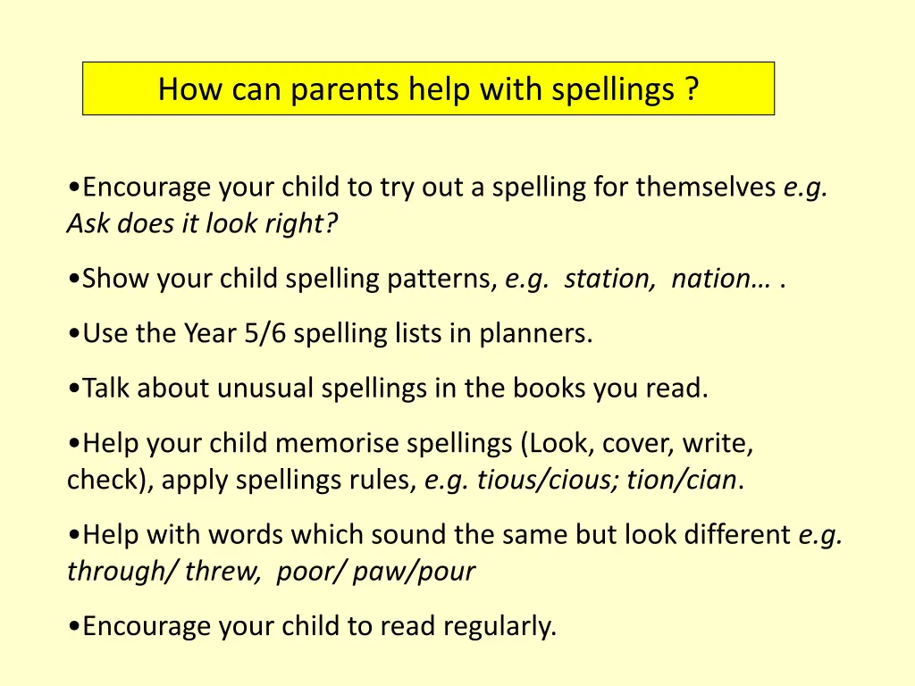 how can parents help with spellings