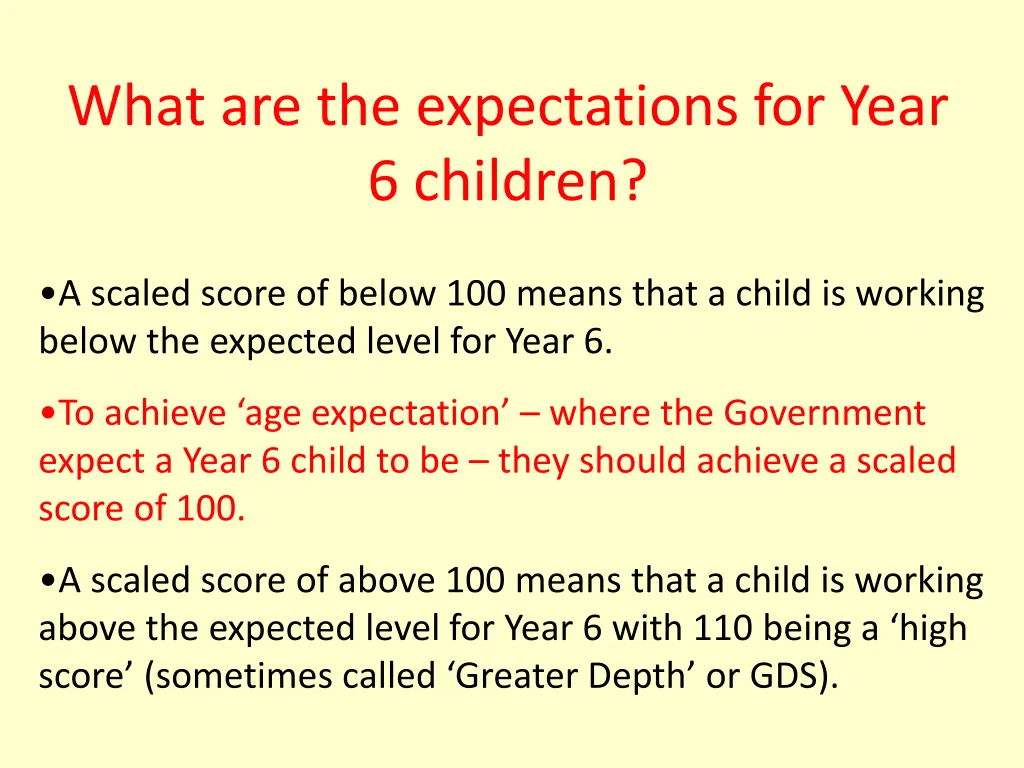 what are the expectations for year 6 children
