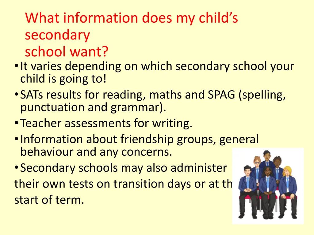 what information does my child s secondary school