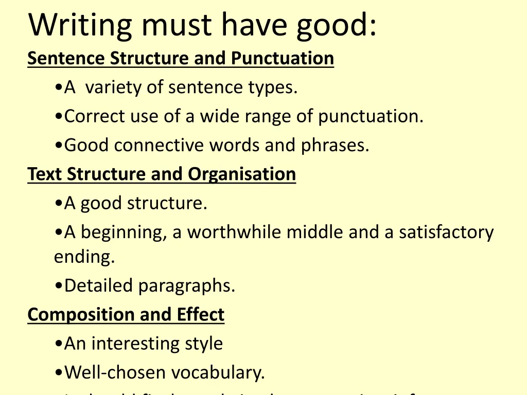writing must have good
